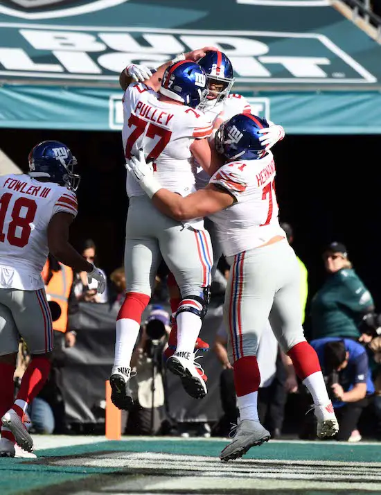 Spencer Pulley and Will Hernandez, New York Giants (November 25, 2018)