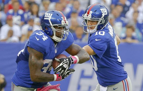Brandon Jacbos and Eli Manning, New York Giants (October 6, 2013)