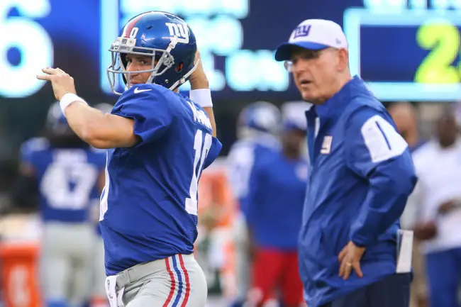 Eli Manning and Tom Coughlin, New York Giants (August 29, 2015)