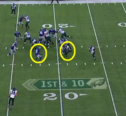 Rolle has McCoy 1-on-1 but lets him get away on 11-yard run.