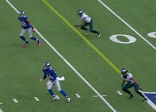 Eli missed some opportunities like on this incomplete play.