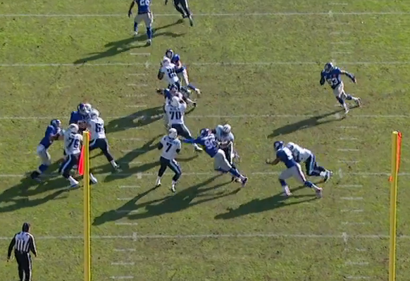 Pierre-Paul had initial contact on fumble play returned for TD.