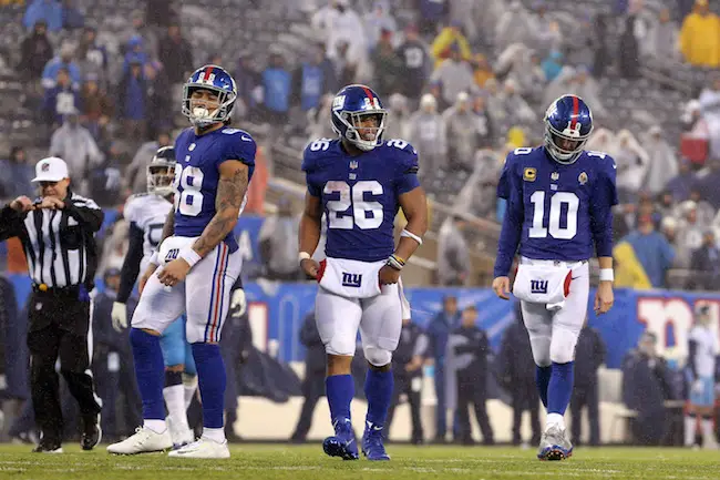 Evan Engram, Saquon Barkley, Eli Manning; New York Giants (December 16, 2018)