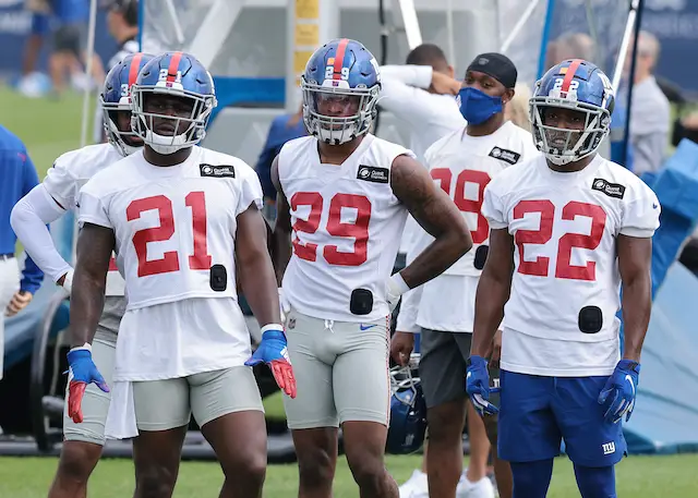Jabrill Peppers, Xavier McKinney, and Adoree' Jackson, New York Giants (July 29, 2021)