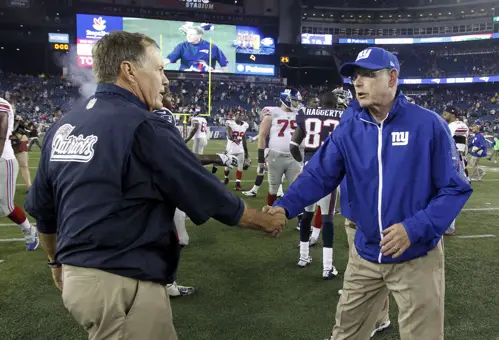 Bill Belichick and Tom Coughlin (August 29, 2013)