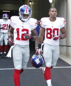 Jerrel Jernigan and Victor Cruz, New York Giants (August 10, 2013)