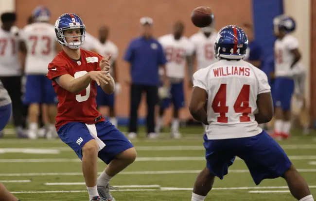 Ryan Nassib and Andre Williams, New York Giants (July 23, 2014)
