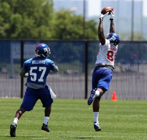 Jacquian Williams (57) and Larry Donnell (84), New York Giants (June 18, 2014)