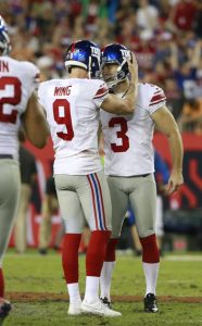 Brad Wing and Josh Brown, New York Giants (November 8, 2015)
