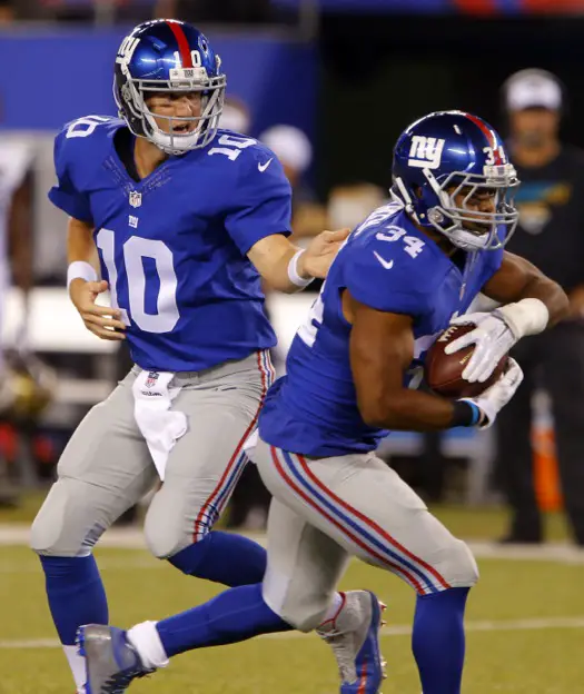 Eli Manning and Shane Vereen, New York Giants (August 22, 2015)